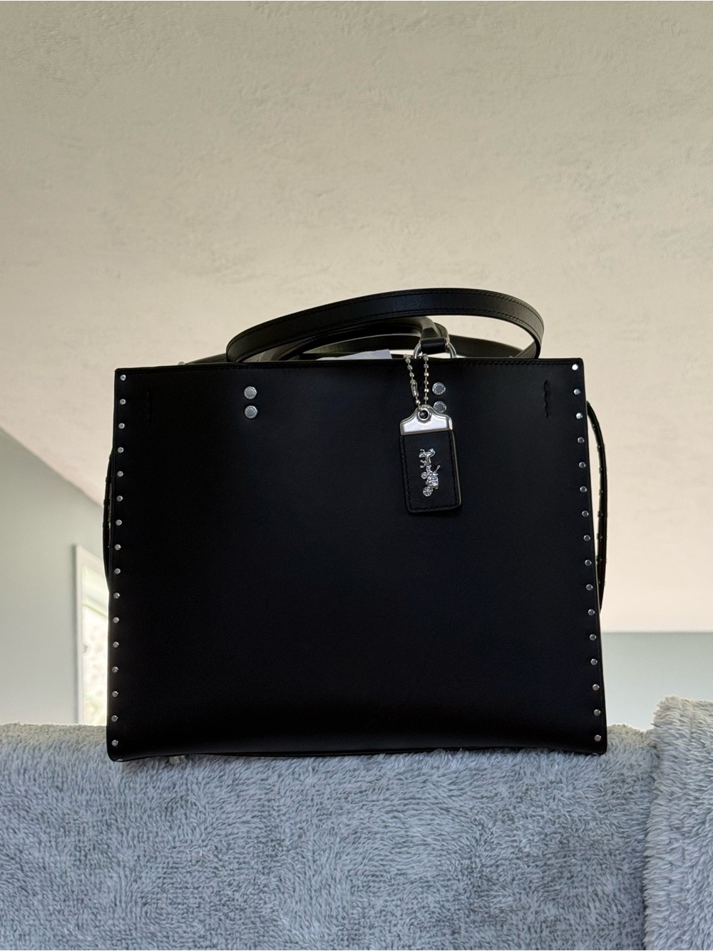 Coach 1941 Black Leather Rogue Studded Tote (rivets)